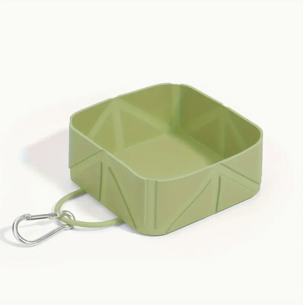 Πτυσσόμενο Τετράγωνο Μπολ Σιλικόνης με Καραμπίνερ