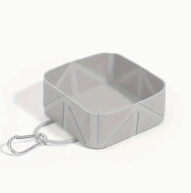 Πτυσσόμενο Τετράγωνο Μπολ Σιλικόνης με Καραμπίνερ