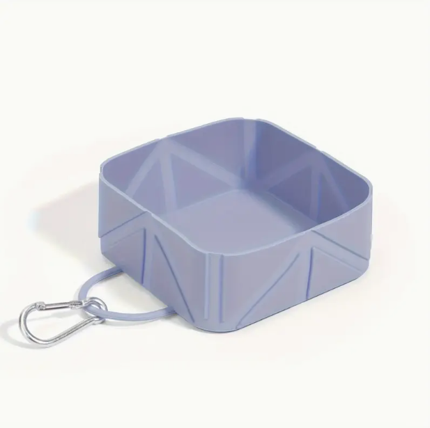 Πτυσσόμενο Τετράγωνο Μπολ Σιλικόνης με Καραμπίνερ