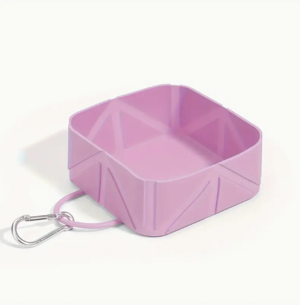 Πτυσσόμενο Τετράγωνο Μπολ Σιλικόνης με Καραμπίνερ