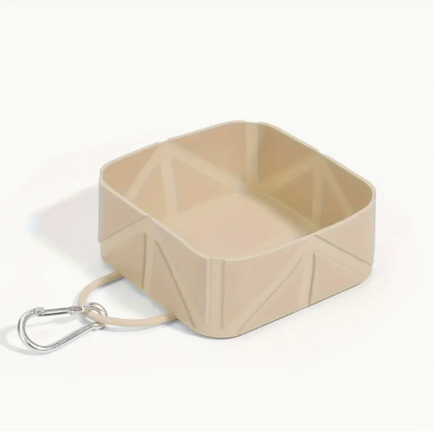 Πτυσσόμενο Τετράγωνο Μπολ Σιλικόνης με Καραμπίνερ