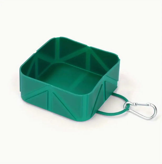 Πτυσσόμενο Τετράγωνο Μπολ Σιλικόνης με Καραμπίνερ