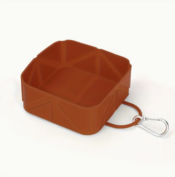Πτυσσόμενο Τετράγωνο Μπολ Σιλικόνης με Καραμπίνερ