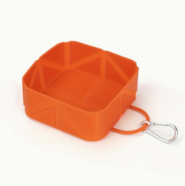 Πτυσσόμενο Τετράγωνο Μπολ Σιλικόνης με Καραμπίνερ