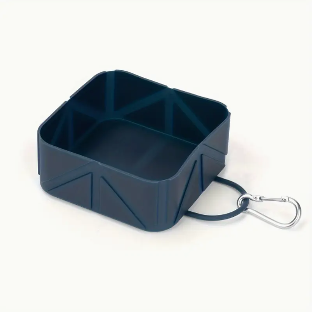 Πτυσσόμενο Τετράγωνο Μπολ Σιλικόνης με Καραμπίνερ