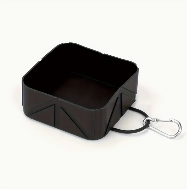 Πτυσσόμενο Τετράγωνο Μπολ Σιλικόνης με Καραμπίνερ